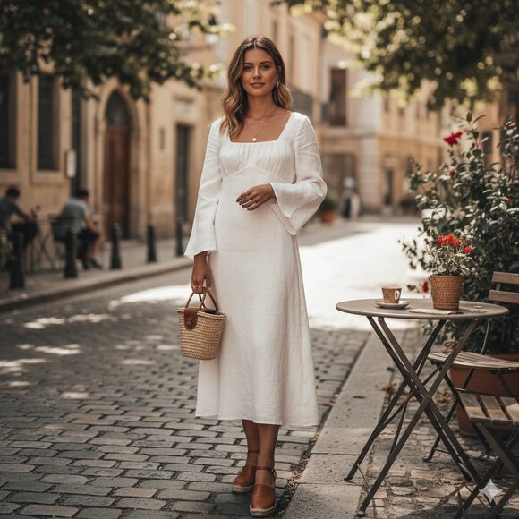 NWT Sanica The Laia Linen Maxi Dress Off White - Picture 1 of 11